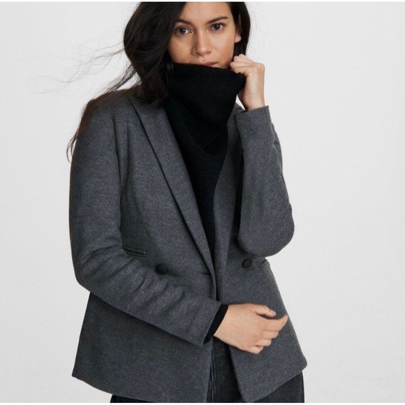 rag & bone Jackets & Blazers - Rag & Bone Leon Double-Breasted Wool Flannel Blazer In Gray Size 10 Neutral Work